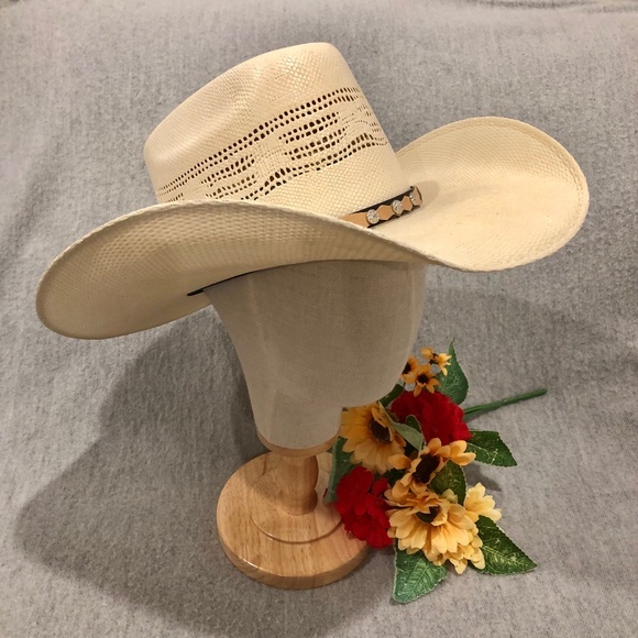 NWT - Genuine Morcon Ivory Straw Cowboy Hat - Picture 1 of 16